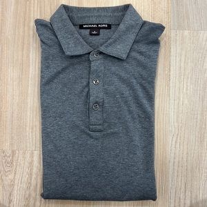Michael Kors Mens Small Grey Cotton Long Sleeve Polo Shirt